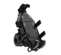 Phone Holder for Motorcycle Scooter ATV with Shock Absorber Module Secure Clamp Arms and Silicone Protection 360 Degree Rotation for Safety (Black Handlebar)