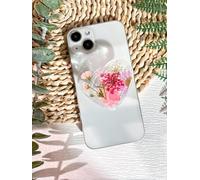 Phone Holder Pressed Pink Flowers Handmade Expandable Foldable Transparent Phone Accessories Dried Natural Flowers Cell Phone Stand Phone Pendant Tablet Support