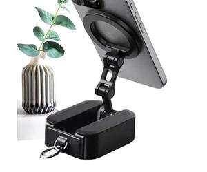 Phone Holder with Magnet - Foldable Magnetic Mobile Phone Stand, Strong Metal Crib, Adjustable Desk Footrest, Secure Stand for Airplane Transmission