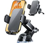 Phone Holders for Your Car 2025 Upgraded Military-Grade Strongest Suction & Stable Clamp Arm Car Phone Holder Mount 360°Adjustable for Dashboard, Windshield, Air Vent for iPhone Samsung, Carbon Fiber