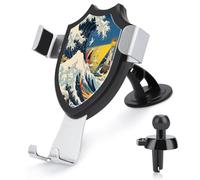 Phone Holders for Your Car Stable Grip, Universal Japanese The Great Wave Off Kanagawa Printed Phone Stand Adjustable Car Phone Mount for Dashboard & Windscreen & Air Vent with Strong Suction Cup