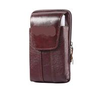 Phone Holster Cowhide Leather Fanny Waist Bag for Men Solid Casual Purse Belt Bum Pouch Business Solid Mobile Phone Texture Belt Bum Pouch for Barbecue(Bean Red)