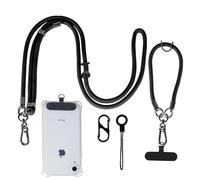 Phone Lanyard Crossbody, Adjustable 1x Cell Phone Neck Strap 1 x Wrist Strap, Anti Theft Universal Nylon Phone Chain for iPhone Samsung, Black