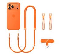 Phone Lanyard Phone Strap Crossbody Compatible with iPhone 17/Air/Pro/Max All Phone Cases with 2 Charms Dual Holes TPU Tab 360° Hook Adjustable Hands-Free Shoulder Neck Camera Strap Anti Theft Orange