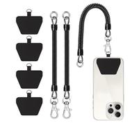 Phone Lanyard, Universal Theftproof Anti-Lost Elastic Tether Wrist Strap with Patch Compatible with Most Smartphones(Black*2)