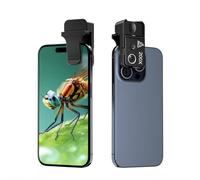 Phone Microscope 200X Pocket Magnifier Camera with CPL Lens/Lights, Zoom Universal Portable Phone Microscope with Clip for 99% Phone, Perfect for Coin/Stamp/Plant Inspection