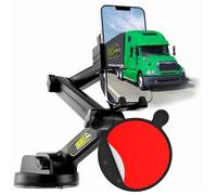 Phone Mount for Truck Phone Holder for Truck - Heavy Duty Suction Cup + Dashboard Pad, Mobile Device Holder for Dashboard Window 16.9 inch Long Arm, iPhone Samsung Compatible, Semi Trucker, Black