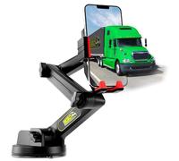 Phone Mount for Truck Phone Holder for Truck - Heavy Duty Super Suction Cup, Mobile Device Holder Dashboard Window 16.9 inch Long Arm & Stable, iPhone & Samsung Compatible, Semi Trucker, Red