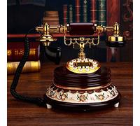 Phone Phone Solid Wood Metal Machinery Double Ringing Fixed Telephone Retro Engraving Landline