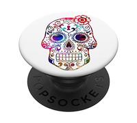 Phone Pop Up Holder,Rainbow Sugar Skull Day of the Dead Cool PopSockets PopGrip: Swappable Grip for Phones & Tablets