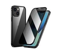 Phone Privacy Case, Front and Back Tempered Glass 360 Full Screen Covered, Phone Case Anti Spy Screen for iPhone Magnetic Adsorption Metal Bumper for iPhone (Black,15)