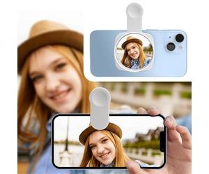 Phone Rear Camera Selfie Mirror - See How You Look in The Back Camera - for High Definition Photos (White)