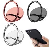 Phone Ring Holder, 3 Pcs, Phone Holder, 360° Degree Rotatable Ring Holder, Metal Holder, Universal Adjustable Phone Ring Holder, Lazy Holder, Suitable for all Smart Phones (Black+Silver+Rose Gold)