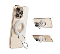 Phone Ring Holder for MagSafe,MagneticCell Phone Grip Stand With Two-Sided Magnetic Finger Kickstand for iPhone 17 16 15 14 13 MagSafe Ring for Samsung Android Phone Case (2 Metal Ring Include)-White