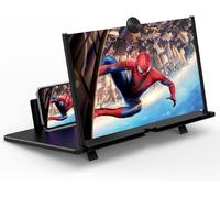 Phone Screen Magnifier 12 Inch - Ultra-Clear 3D HD Screen Amplifier with Folding Stand, Portable Stocking Stuffers Gadgets & Cool Stuff for Men, Compatible with All Smartphones (Black)