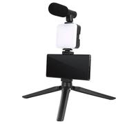 Phone Selfie Stand with Light, LED Selfie Stick Tripod, Portable Stable Phone Mount, Multi-Functional Holder for Video Recording, Makeup, and Live Streaming
