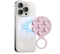 Phone Silicone Suction Grip Reusable Magnetic Suction Phone Mount, Hands-Free Sticky Phone Grip for Videos Selfies Makeup Mirror Shower, Fits All Phones with Magsafe (Pink)