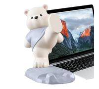 Phone Stand Desk Cute - Non-slip Resin Bear Holder, Adjustable Figurine Design, Stable Movable Joint Structure, Creative Desktop Accessory, Decorative Character Style | For Vlogging