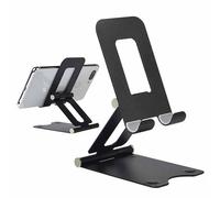 Phone Stand, Fully Foldable Angle Height Adjustable Mobile Phone Holder Cradle Dock Aluminum Desk Compatible with All Phones - Black,Card Holder Phone, Phone Kickstand