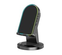 Phone Stand, Universal Speaker Mount, Bluetooth 5.3 Hi-fi Sound for Phones and Tablets. Perfect for Home, Shower, Outdoor, and Office Settings black