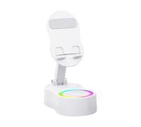 Phone Stand with Inductive Speaker - Inductive Audio Base for Phone with Light - Sound Dock for Tablets to Listen to Music Watch Videos Live Streams