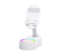 Phone Stand with Speaker - Inductive Audio Station with RGB Lighting - Sound Base for Mobile Devices Listening Music Video Streaming Recording TV
