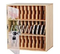 phone storage cabinet 10~100 Cell Phone Lockers Mobile Phone Cabinet With Lock Wall Hanging Mobile Phone Safe Box Student Employee Mobile Phone Storage Box (Color : Wood, Size : 40 bits)