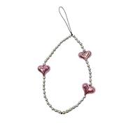 Phone Strap Crystal Heart Phone Strap Keychain Personalized Lanyard Key Ring Sweet Chain Girl Colorful Beaded Keychain