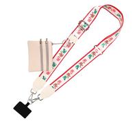 Phone Strap with Pouch, Christmas Crossbody Cell Phone Lanyard with Purse Wallet Zippered Bag Cross Body Cell Phone Clip and Go Neck String Holder for Exercise Shopping Sport (HO) White