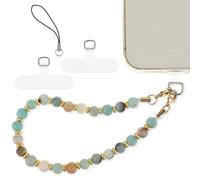 Phone Tab for Wrist Strap, Mabor Marble Beaded Phone Wrist Strap with Tether Ta Detachable Cell Phone Wristlet Strap for Women Adjustable Phone Charm Grip for Universal Phone