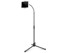 Phone/Tablet Floor Stand Tripod Holder Mount Height Adjustable 31 to 55 Inch, 360 ° Rotating for All 3.5-10.5 Inch Phone and Tablets with Fill Light Selfie Sticks