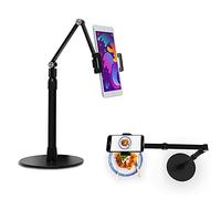 Phone Tablet Overhead Stand - Aluminum Tablet Stand Holder - Camera Mount, Adjustable Height, 360 Degree Rotation - Compatible with 3.5-11" Devices Such as iPhone/iPad/iPad Pro - 3-Angle Tilt