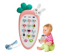 Phone Toy - Carrot Shaped Teething Rattle With Lights Sounds, Musical Educational Play Phone | Developmental Learning Toy For 6 Months Plus Girls Boys Birthday Gift Present Set Coll pink