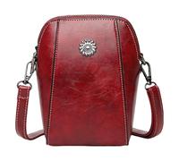 Phone Track | All-match Leather Cell Phone Bag | Mobile Phone Bag For Travel, Shopping, Dating, Fits Money, Keys, Passport, Mobile Phone Bag, Dark Red, Se référer à la description