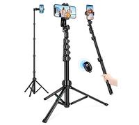 Phone Tripod, 71" Tripod for iPhone, Selfie Stick Tripod Stand with Remote, Phone Tripod & Tall Travel Tripod for Recording Video Selfies Photo, Compatible with iPhone Android Cell Phone