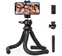 Phone Tripod, Fotopro Flexible Tripod with Extension Ball Head and Cold Shoe Mount, Camera Tripod with Vertical Horizontal Rotation, Tripod for Camera and Live Streaming