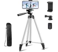 Phone Tripod, IBESTON 42 Inch 106cm Aluminum Lightweight Extendable Tripod Stand with Holder Mount and Bluetooth Wireless Remote Shutter for Camera and for iPhone Samsung and Other Android Smartphones