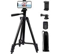Phone Tripod,LINKCOOL 42" Aluminum Lightweight Portable Camera Tripod for Iphone/Samsung/Smartphone/Action Camera/DSLR Camera with Phone Holder & Wireless Bluetooth Control Remote (Black)