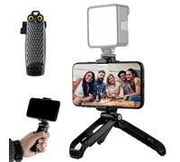 Phone Tripod Mini Tripod Tabletop Small Tripod Desktop Stand Compact Vlog Travel Selfie Stick Handle Grip for iPhone 13, Samsung Smartphone