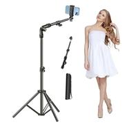 Phone Tripod Overhead Tripod Adjustable Horizontal Cell Phone Tripods Stand with 360° Rotation Phones Holder Mount for Recording/Watching/Vlog