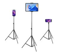 Phone Tripod Phone Tripod Stand Tablet Floor Stand Tripods, 65" Adjustable Tablet Floor Stand Height Adjustable Phones Floor Tripods Holder Compatible with iPhone 16/15/14/13/12/12 pro/11