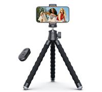 Phone Tripod, Portable and Flexible Phone Stand for Video Recording with Wireless Remote, 360° Rotating Tabletop & Travel Tripods for iPhone, Smartphones, Camera