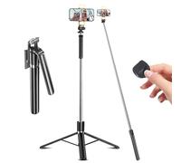 Phone Tripod & Selfie Stick, 180cm Aluminum All in One Extendable Tripod for Smartphone, Portable Travel Tripod Stand with Wireless Remote Control for Phone/Samsung/Android/Camera