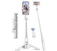 Phone Tripod & Selfie Stick, 41'' Tripod for iphone with Detachable Remote Portable Smartphone Tripods Stand Extendable Travel Selfie Stick for Selfie/Video Recording/Live Stream (White)