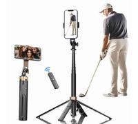 Phone Tripod Selfie Stick for Golf Training 71'' Golf Tripod with Detachable Wireless Remote Portable Smartphone Tripod for iPhone, Android, Camera & Gopro (Black)