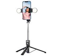 Phone Tripod With Remote - Selfie Stick With Wireless Remote - Wireless Retractable Rechargeable Phone Tripod And Remote And Light For All Cellphones