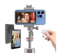 Phone Vlog Selfie Monitor Screen, Magnetic Selfie Screen with Remote Control, Wireless Sync Back Camera Monitor Built-in Speaker for Vlog Live Stream TikTok, Compatible with iPhone&Android（Grey）