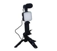 Phone Vlogger Kit - Complete Video Recording Kit Tripod | Portable Led Light Smartphone Stand for Live Streaming Content Creation Filming onlinn Classes Interviews Reels shotting Setup