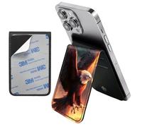 Phone Wallet Stick on, Leather Phone Card Holder,Adhesive Flip Wallet for Phone Case & Back of Cell Phone, Sticky Credit Card for Cell Phone with Elastic Magnetic Closure, Eagles and Flames