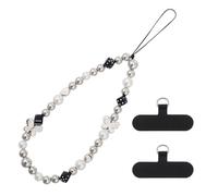 Phone Wrist Strap, Black White Beaded Phone Wrist Strap, Universal Cell-Phones Lanyards with Tether Tab, Grace Cell-Phones Chain, Wristlet Bracelet for Cellphone, Wallets, Cameras and Headphones